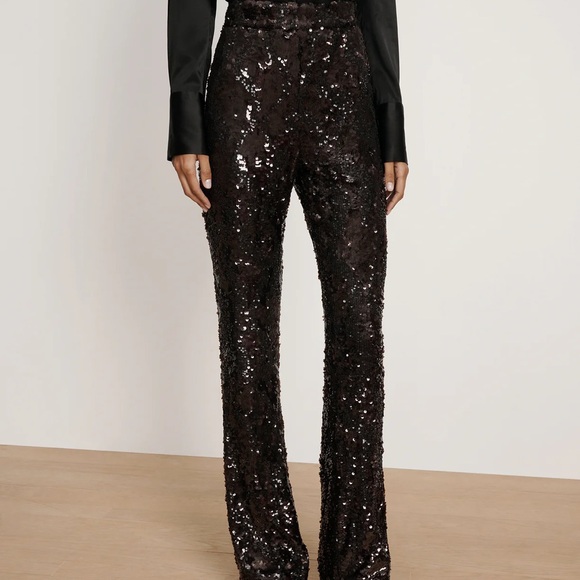 Black Sequin Women's Pants - Picture 2 of 5